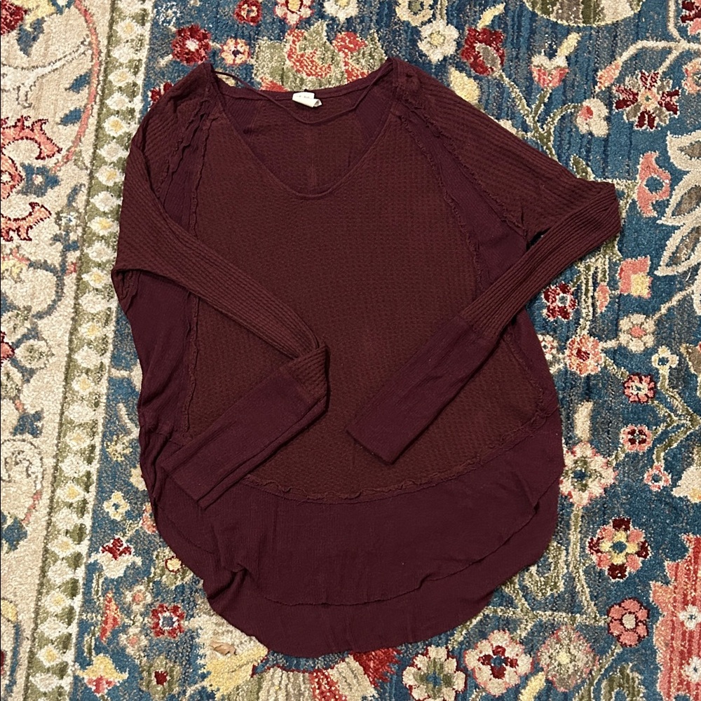 We The Free Deep Burgundy Long Sleeve Top